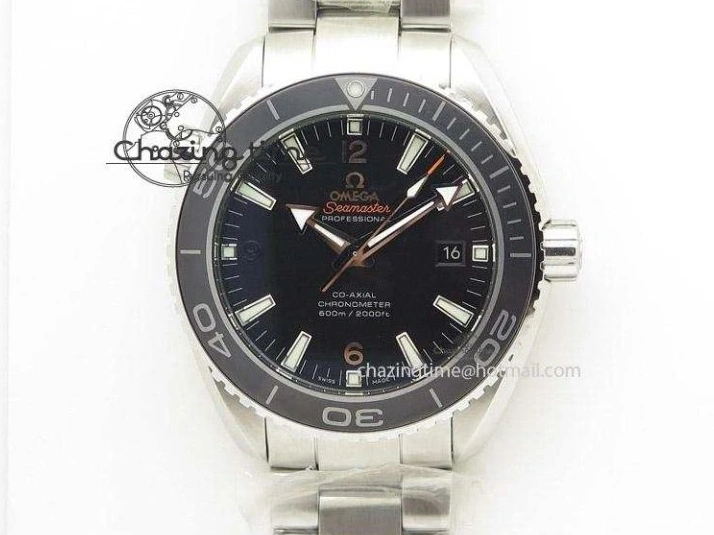 0523 Planet Ocean GMT 43.5mm V6F Goodplanet Orange Marker Blue Dial On SS Bracelet A ModernLook 8215